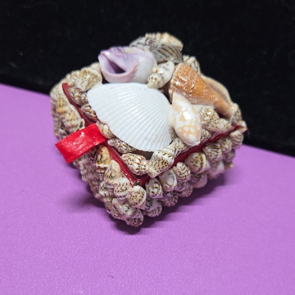 Shell-Embellished Jewelry Box with Red Interior - Picture 3 of 4